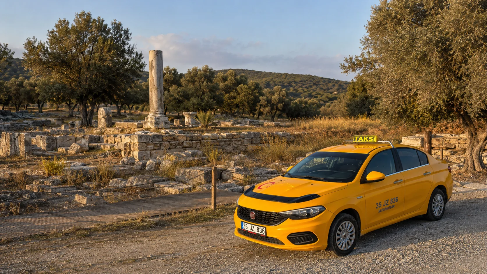 Teos antik kentinin sütun ve kalıntı alanı